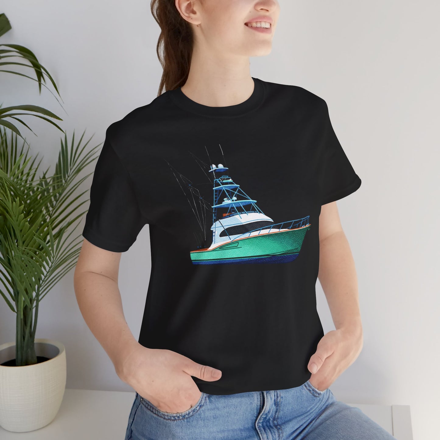 Day Dot Style Sport Fishing Boat Graphic Tee | Casual Apparel, Gift for Fishermen, Summer Style, Coastal Vibes, Outdoor Wear