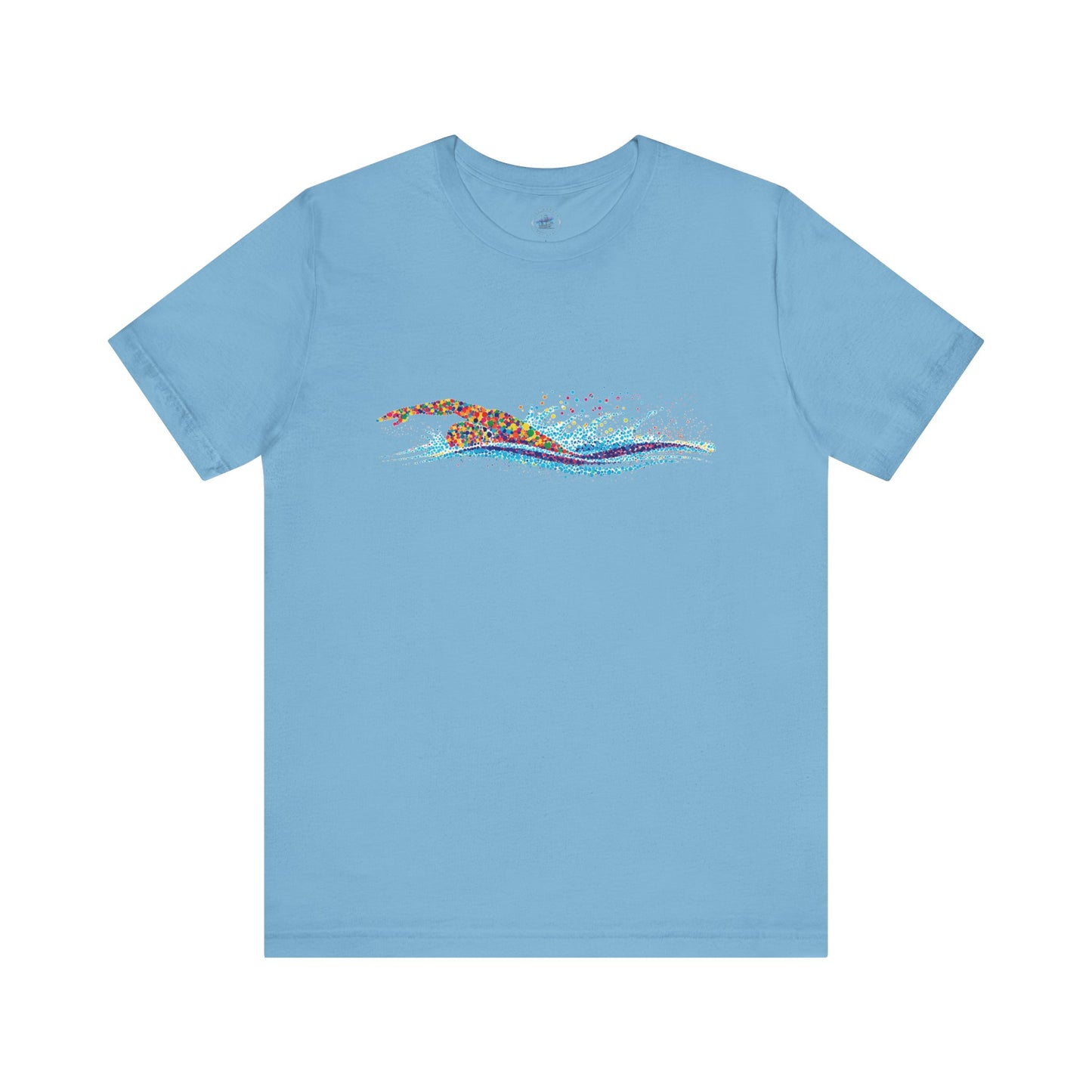 Colorful Day Dot Cool Wave Swimmer Graphic Unisex Tee, Casual Wear, Graphic T-Shirt, Beach Lover Shirt, Gift for Surfers