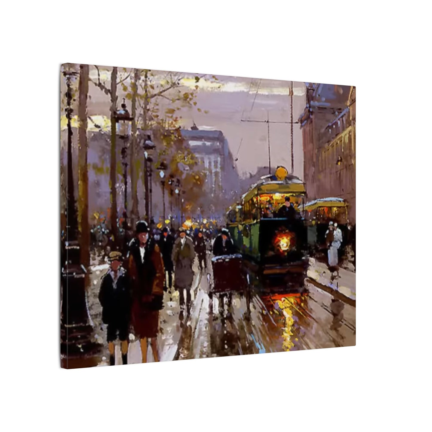 Canvas Print - Vintage Art of France Streetcar, French Artwork