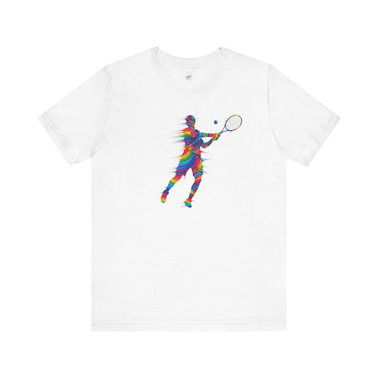 Colorful Day Dot Style Tennis Player Unisex Tee, Sporty Outfit, Gift for Tennis Lovers, Athleisure Tee, Vibrant Streetwear, Tennis Gift, Summer Style