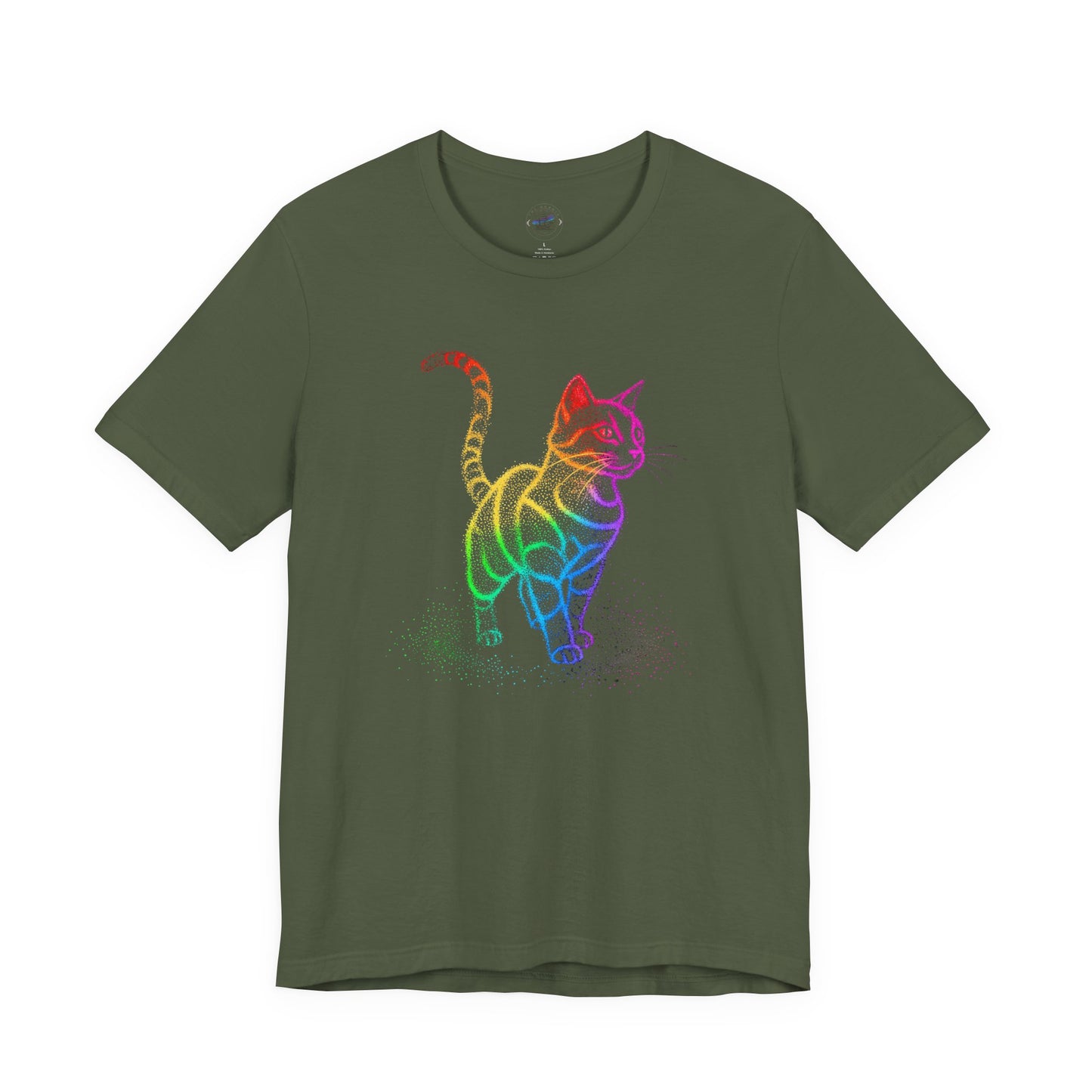 Day Dot Style, Rainbow Cat Unisex Jersey Tee, Colorful Cat Shirt, Gift for Cat Lovers, Cute Pet Apparel, Cat-Themed Fashion, Animal Lover Tee