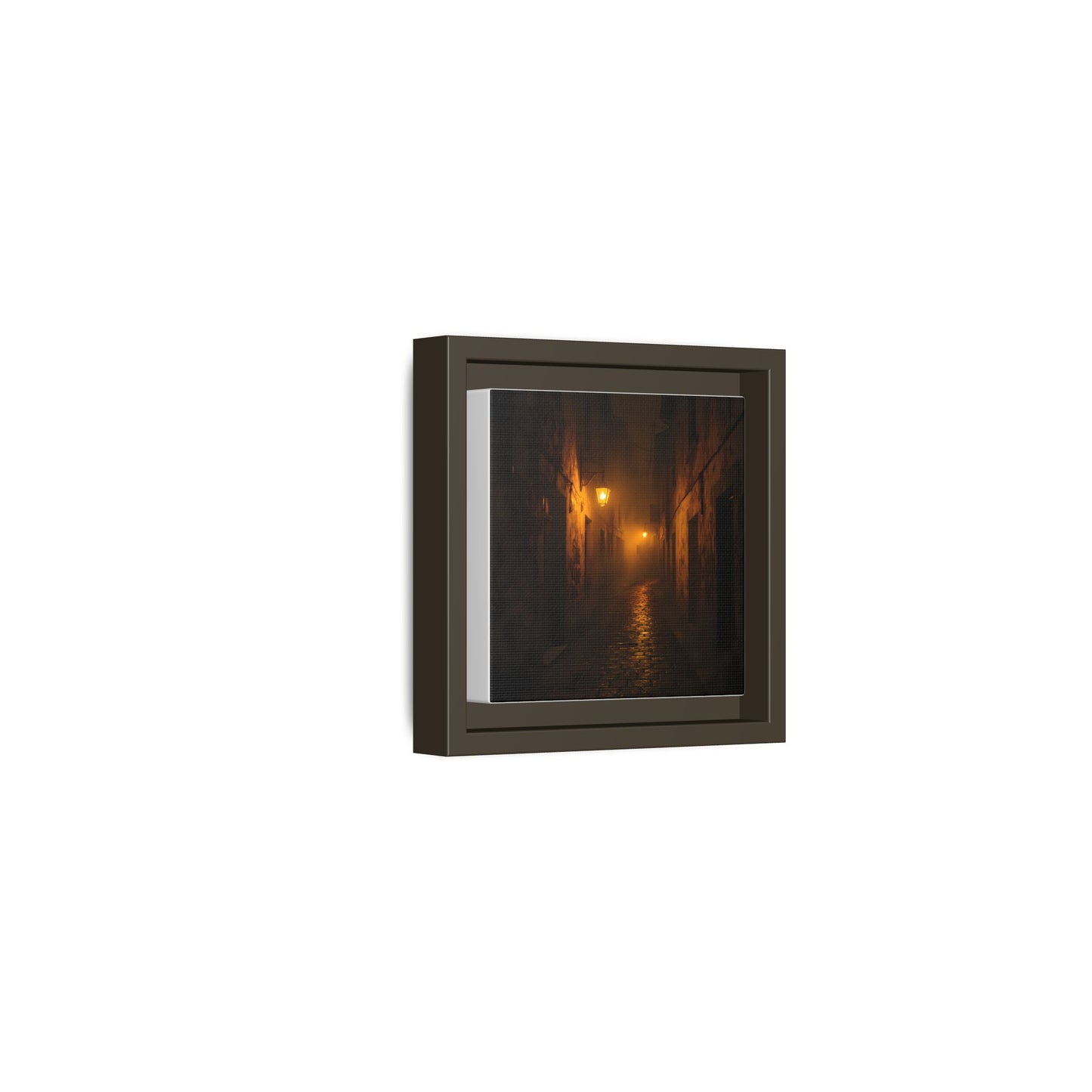 Framed Canvas Art, Foggy Street, Moody Wall Decor, Cozy Home Aesthetic, Gift for Art Lovers, Nighttime Atmosphere