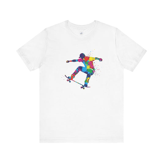Day Dot Style Colorful Skateboarder Tee, Unisex Skate Shirt, Gift for Skaters, Summer T-Shirt, Streetwear Apparel, Cool Graphic Tee