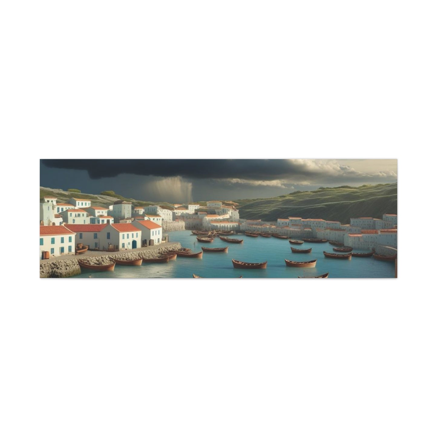 Matte Canvas Wall Art, Coastal Landscape Decor, Seaside Home Aesthetic, Nautical Wall Hanging, Bohemian Interior Decoration