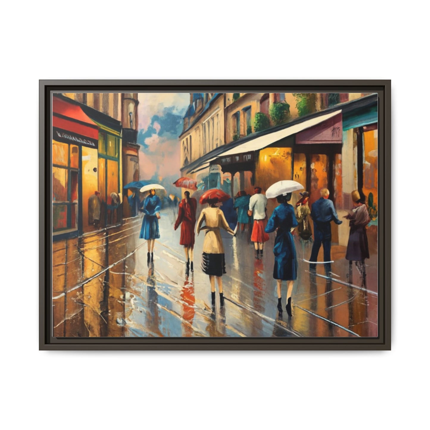Framed Canvas-Cityscape French Ladies Shopping