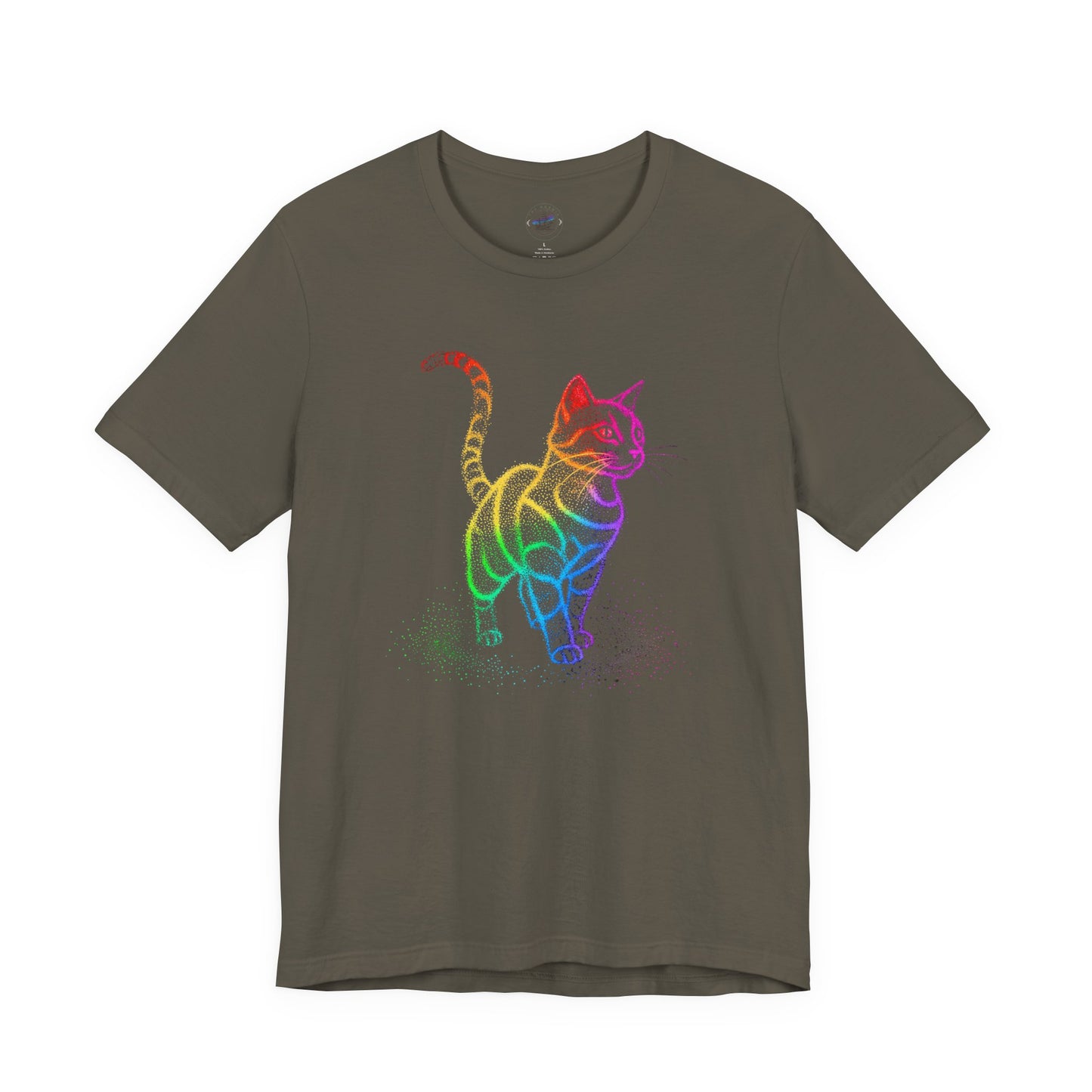 Day Dot Style, Rainbow Cat Unisex Jersey Tee, Colorful Cat Shirt, Gift for Cat Lovers, Cute Pet Apparel, Cat-Themed Fashion, Animal Lover Tee
