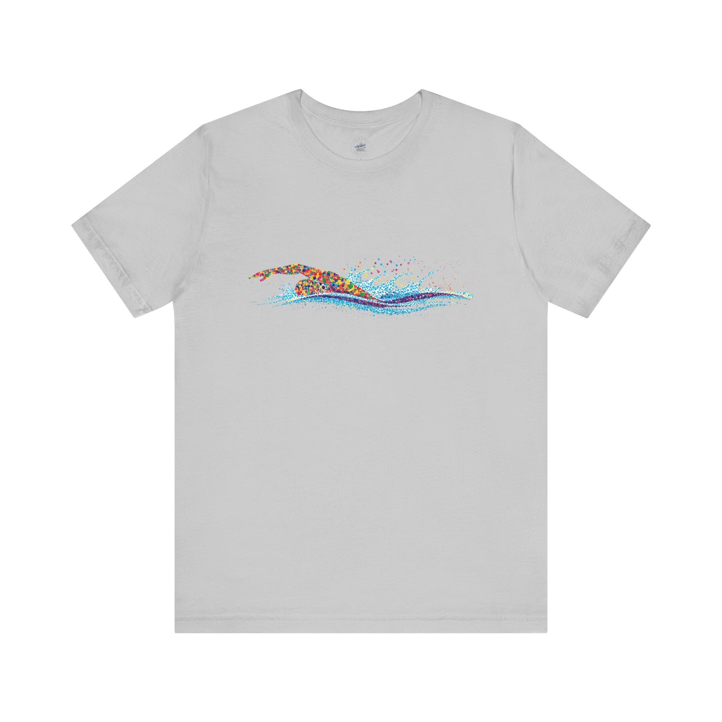 Colorful Day Dot Cool Wave Swimmer Graphic Unisex Tee, Casual Wear, Graphic T-Shirt, Beach Lover Shirt, Gift for Surfers